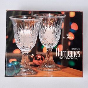 St George‎ Crystal Hurricanes Set of 2 Fine Lead Crystal Candle Holders